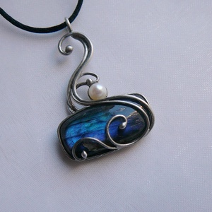 Labradorit medál, Ékszer, Nyaklánc, Medál, Ékszerkészítés, Fémmegmunkálás, MESKA