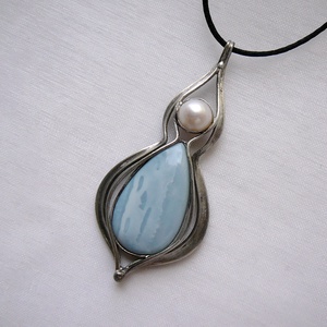 Kék opál medál - ékszer - nyaklánc - medálos nyaklánc - Meska.hu