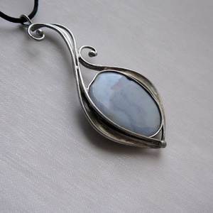 Kalcedon medál, Ékszer, Nyaklánc, Medálos nyaklánc, Ékszerkészítés, Fémmegmunkálás, MESKA