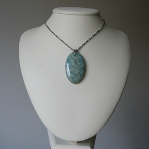 Akvamarin medálos nyaklánc - ékszer - nyaklánc - medál - Meska.hu