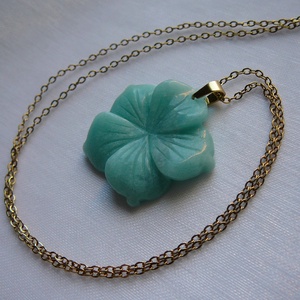 Amazonit virág medálos nyaklánc, Ékszer, Nyaklánc, Medálos nyaklánc, Ékszerkészítés, Fémmegmunkálás, MESKA