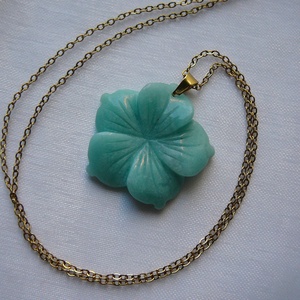 Amazonit virág medálos nyaklánc - ékszer - nyaklánc - medálos nyaklánc - Meska.hu