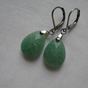 Amazonit fülbevaló - ékszer - fülbevaló - lógó fülbevaló - Meska.hu