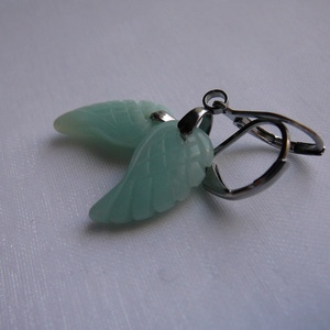 Amazonit szárny fülbevaló, Ékszer, Fülbevaló, Lógó fülbevaló, Ékszerkészítés, MESKA