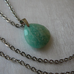 Amazonit csepp medálos nyaklánc, Ékszer, Nyaklánc, Medálos nyaklánc, Ékszerkészítés, Fémmegmunkálás, MESKA
