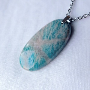 Amazonit medálos nyaklánc, Ékszer, Nyaklánc, Medálos nyaklánc, Ékszerkészítés, Fémmegmunkálás, MESKA