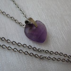 Ametiszt szív medálos nyaklánc, Ékszer, Nyaklánc, Medálos nyaklánc, Ékszerkészítés, MESKA