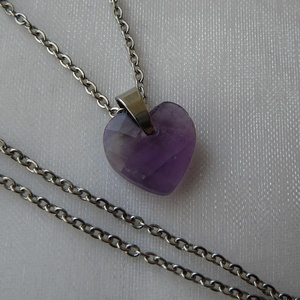 Ametiszt szív medálos nyaklánc - ékszer - nyaklánc - medálos nyaklánc - Meska.hu