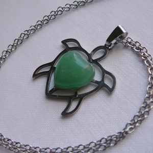 Aventurin teknős medálos nyaklánc, Ékszer, Nyaklánc, Medálos nyaklánc, Ékszerkészítés, MESKA