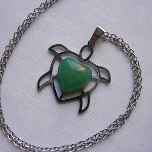 Aventurin teknős medálos nyaklánc - ékszer - nyaklánc - medálos nyaklánc - Meska.hu