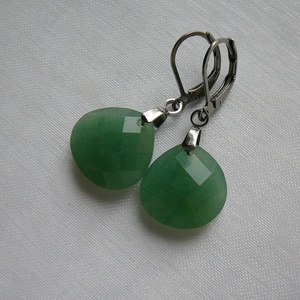 Aventurin csepp fülbevaló - ékszer - fülbevaló - lógó csepp fülbevaló - Meska.hu