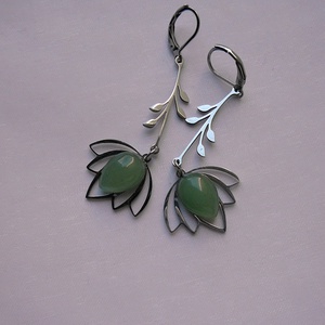 Aventurin virág fülbevaló - ékszer - fülbevaló - lógó csepp fülbevaló - Meska.hu