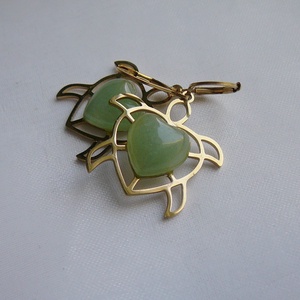 Aventurin teknős fülbevaló - ékszer - fülbevaló - lógó fülbevaló - Meska.hu