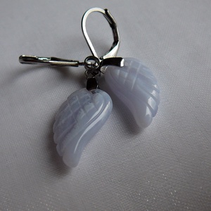 Kalcedon szárny fülbevaló - ékszer - fülbevaló - lógó fülbevaló - Meska.hu