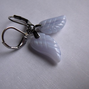 Kalcedon szárny fülbevaló - ékszer - fülbevaló - lógó fülbevaló - Meska.hu