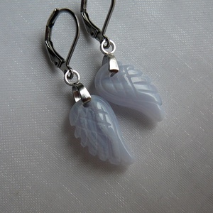 Kalcedon szárny fülbevaló - ékszer - fülbevaló - lógó fülbevaló - Meska.hu