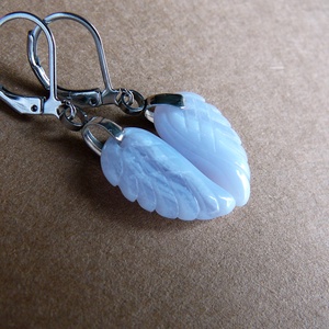 Kalcedon szárny fülbevaló, Ékszer, Fülbevaló, Lógó fülbevaló, Ékszerkészítés, MESKA