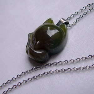 India achát róka medálos nyaklánc, Ékszer, Nyaklánc, Medálos nyaklánc, Ékszerkészítés, MESKA