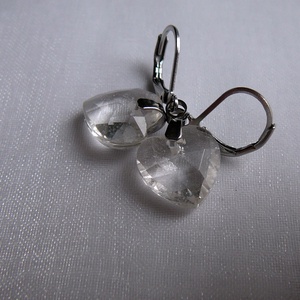 Hegyikristály szív fülbevaló - ékszer - fülbevaló - lógó fülbevaló - Meska.hu