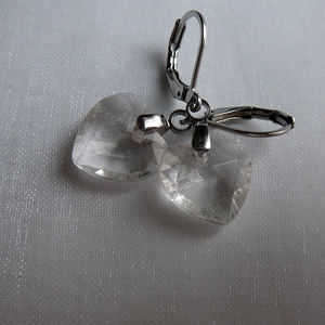 Hegyikristály szív fülbevaló - ékszer - fülbevaló - lógó fülbevaló - Meska.hu
