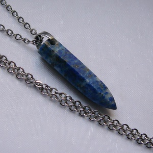 Lápisz lazuli ceruza medálos nyaklánc, Ékszer, Nyaklánc, Medálos nyaklánc, Ékszerkészítés, Fémmegmunkálás, MESKA