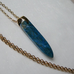 Lápisz lazuli ceruza medálos nyaklánc, Ékszer, Nyaklánc, Medálos nyaklánc, Ékszerkészítés, Fémmegmunkálás, MESKA