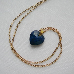 Lápisz lazuli szív medálos nyaklánc - ékszer - nyaklánc - medálos nyaklánc - Meska.hu