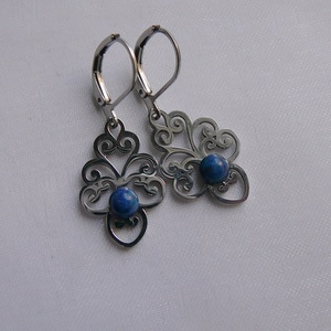 Filigrán lápisz lazuli fülbevaló - ékszer - fülbevaló - lógó fülbevaló - Meska.hu