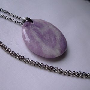 Lepidolit medálos nyaklánc, Ékszer, Nyaklánc, Medálos nyaklánc, Ékszerkészítés, MESKA