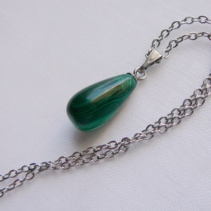 Malachit medálos nyaklánc, Ékszer, Nyaklánc, Medálos nyaklánc, Ékszerkészítés, Fémmegmunkálás, MESKA