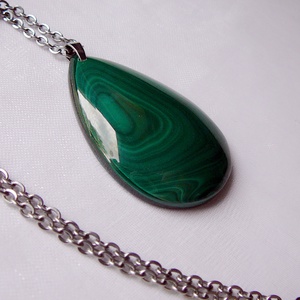 Malachit medálos nyaklánc, Ékszer, Nyaklánc, Medálos nyaklánc, Ékszerkészítés, Fémmegmunkálás, MESKA