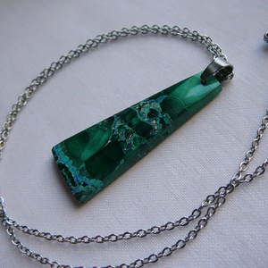 Azúr-malachit medálos nyaklánc, Ékszer, Nyaklánc, Medálos nyaklánc, Ékszerkészítés, Fémmegmunkálás, MESKA