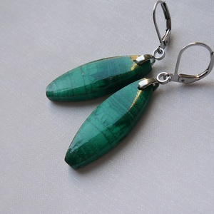 Malachit fülbevaló, Ékszer, Fülbevaló, Lógó fülbevaló, Ékszerkészítés, Fémmegmunkálás, MESKA