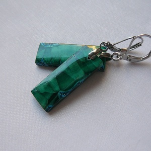 Azúr-malachit fülbevaló, Ékszer, Fülbevaló, Lógó fülbevaló, Ékszerkészítés, Fémmegmunkálás, MESKA