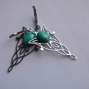 Filigrán malachit fülbevaló - ékszer - fülbevaló - lógó fülbevaló - Meska.hu