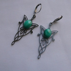 Filigrán malachit fülbevaló - ékszer - fülbevaló - lógó fülbevaló - Meska.hu
