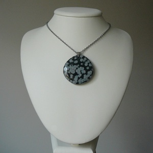 Hópehely obszidián medálos nyaklánc - ékszer - nyaklánc - medálos nyaklánc - Meska.hu