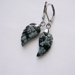 Hópehely obszidián szárny fülbevaló - ékszer - fülbevaló - lógó fülbevaló - Meska.hu