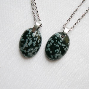 Hópehely obszidián medálos nyaklánc - ékszer - nyaklánc - medálos nyaklánc - Meska.hu