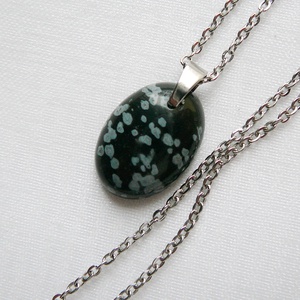 Hópehely obszidián medálos nyaklánc - ékszer - nyaklánc - medálos nyaklánc - Meska.hu