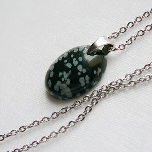 Hópehely obszidián medálos nyaklánc - Meska.hu