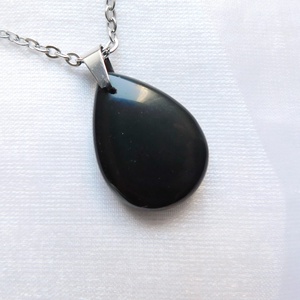 Fekete obszidián medálos nyaklánc - ékszer - nyaklánc - medálos nyaklánc - Meska.hu
