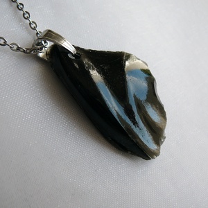 Fekete obszidián medálos nyaklánc - Meska.hu