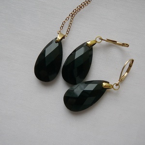 Ónix fülbevaló - ékszer - fülbevaló - lógó csepp fülbevaló - Meska.hu