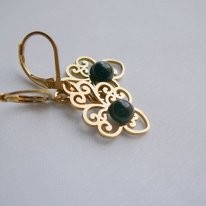 Filigrán ónix fülbevaló - ékszer - fülbevaló - lógó csepp fülbevaló - Meska.hu