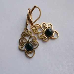 Filigrán ónix fülbevaló - ékszer - fülbevaló - lógó csepp fülbevaló - Meska.hu