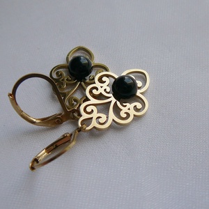 Filigrán ónix fülbevaló, Ékszer, Fülbevaló, Lógó csepp fülbevaló, Ékszerkészítés, MESKA