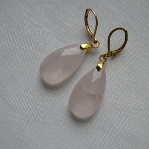 Rózsakvarc fülbevaló - ékszer - nyaklánc - medálos nyaklánc - Meska.hu