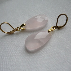 Rózsakvarc fülbevaló - ékszer - nyaklánc - medálos nyaklánc - Meska.hu