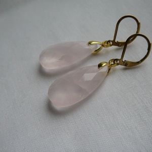 Rózsakvarc fülbevaló - ékszer - nyaklánc - medálos nyaklánc - Meska.hu